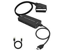 Qerwsdty Convertidor de Euroconector A Convertidor de Audio Adaptador de Caja de Cable de Video Compatible con Adaptador de ConversióN HD 1080P