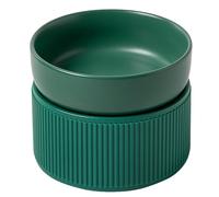 Qerwsdty Cuenco de Cerámica para Gatos y Perros, Comedero y Bebedero para Cachorros, Soporte Elevado, Blancos y Rosados, Dobles para Gatos, Perros y Gatitos