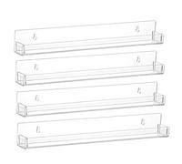 Qerwsdty Estante de Pared para, Paquete de 4, Organizador de de Acrílico Transparente con Inserto de Extremo Antideslizante Extraíble