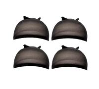 Qerwsdty Gorro de Peluca HD Gorro de Media Gorro de Peluca Transparente Gorro de Nailon Fino Cubiertas para la Cabeza Convenientes Multifuncionales, Negro 4 Piezas