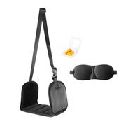 Qerwsdty Hamaca para avión, reposapiés para debajo del escritorio en el trabajo, reposapiés ajustable para avión, con antifaz