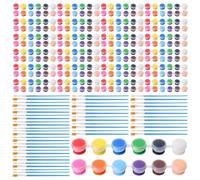 Qerwsdty Juego de 336 mini pinturas acrílicas, juego de 24 unidades, 12 colores, tiras acrílicas, 48 pinceles para niños y adultos (3 ml)