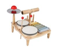 Qerwsdty Juego de batería infantil para niños pequeños, educación temprana, mesa de percusión para principiantes, juego de soporte de batería para niños