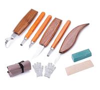 Qerwsdty Juego de herramientas para tallar madera, juego de cuchillos para principiantes, guantes resistentes a los , de aguja, cuchara de madera para niños y adultos