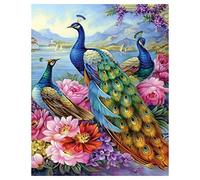 Qerwsdty Juego de Pintura de Diamante Redondo con Diamante Completo Pintura de la DecoracióN del Comedor de la Sala de Estar Pavo Real y