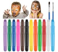 Qerwsdty Kit de Pintura para Niños, 12 Colores, Crayones de Pintura Giratorios Lavables con 2 Pinceles para Fiesta, Halloween, Cosplay