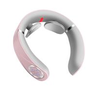 Qerwsdty Masajeador de Cuello Eléctrico Masajeador de Cuello con Calefacción Portátil Masajeador de Cuello de Pulso Eléctrico para Aliviar el Dolor y Relajarse Rosa