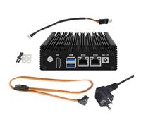 Qerwsdty Mini PC N3160 6W Dual Gigabit Mini Host X86-P1 Enrutamiento Suave Bajo Consumo de Energía Cuatro Núcleos Cuatro Hilos 2xUSB3.0 Enrutador Suave Enchufe de la UE