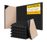 Qerwsdty Paquete de 12 Paneles de Espuma A Prueba de Sonido para Pared, Paneles de Pared Insonorizados de Alta Densidad de 2x12x12 Pulgadas, Autoadhesivos de Rápida Expansión