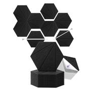 Qerwsdty Paquete de 12 Paneles de Espuma Acústica de 12x10x6x0,4 Pulgadas, Paneles de Pared de Espuma Autoadhesivos A Prueba de Sonido, para Tratamiento Acústico Negro