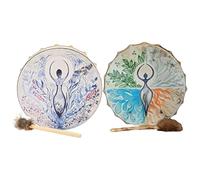 Qerwsdty Paquete de 2 Tambores Chamánicos, Tambores Chamánicos Música Espiritual de, Tambores Chamánicos Hechos A Mano con