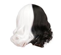 Qerwsdty Pelucas con Flequillo Longitud del Hombro Peluca Ondulada para Mujer Peluca Corta y Rizada para Mujer (y Negro)