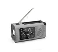 Qerwsdty Radio MeteorolóGico de Emergencia, Radio de Alerta MeteorolóGica de 4000 MAh con Carga Solar, Manivela y Carga USB, Radio Am/FM - Gris