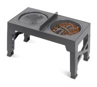 Qerwsdty TazóN Elevado para Perros con Comedero Lento y TazóN de Agua para Perros Sin Derrames, Tazones Elevados para Perros Que Se Ajustan A 5 Alturas para Perros