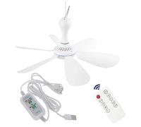 Qerwsdty Ventilador de Techo Silencioso de 6 Hojas, Alimentado por USB, con Control Remoto, Temporizador, Ventilador Colgante de 4 Velocidades para Dormitorio con Cama de Camping