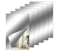 QESSUVNC 6 láminas de espejo autoadhesivas, espejos adhesivos flexibles, no de vidrio, azulejos de espejo autoadhesivos, pegatinas de pared para manualidades DIY, hogar, baño, decoración de pared (10