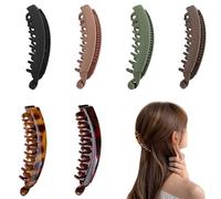 QESSUVNC Juego de 6 clips de plátano grandes, accesorios para el cabello de PC para mujeres y niñas, clips de plátano no deslizantes, usados para cabello fino, grueso, largo, adecuado para la vida