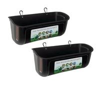 Qeunrtiy Alimentador de Cerca Colgante para Pollos y Cabras, Bebedero para Ciervos, Patos, Perros y Lechones, Bebedero para Gansos, Negro, Paquete de 2