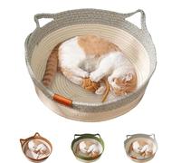Qewlo Cutypet Cat Basket, Cutypet Cat Basket with Toy Tail, with Built-in Scratching Pad and Play Ball for Cats and Dogs All-Season (Grey,Medium)