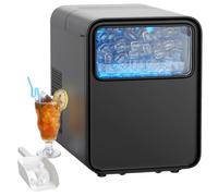 QEXREED ice cube maker, maquina de hacer hielo, 9 cubitos listos en 6 minutos, maquina hielo con asa portátil y cesta, 2 tamaños de cubitos, 12 kg/24h, Autolimpiante