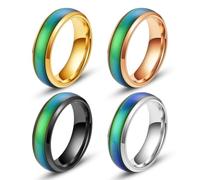 QEXUJOW Anillos para mujer,Este conjunto de 4 anillos que cambian de color son ideales para fiestas y diversas celebraciones.
