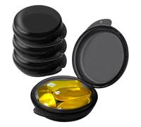 QEXUJOW Ayudas para la memoria en suministros y equipo médicos,4 pastilleros redondos negros, mini pastilleros portátiles, ideales para el hogar y la oficina