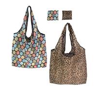 QEXUJOW Bolsas de la compra reutilizables,Bolsa de compras plegable de 2 piezas, ligera, de poliéster, impermeable, tamaño mediano, ecológica.