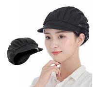 QEXUJOW Gorros de cocina desechables,1 gorro de cocinero elástico, gorro de cocinero, transpirable, capucha de malla a prueba de polvo, unisex, negro