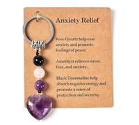 QEXUJOW Llaveros para mujer,Llavero de cuentas en forma de corazón de piedra natural con siete colores, un regalo perfecto para una amiga, especialmente para mujeres.