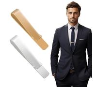 QEXUJOW Pasadores de corbata para hombre,Dos pinzas de corbata clásicas para hombre, exquisitas y sencillas, realzan la calidad de su atuendo, adecuadas para reuniones de negocios