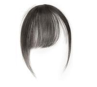 QEXUJOW Postizos de pelo,Un flequillo de cabello negro y castaño con clip, diseño francés curvo 3D, extensiones de cabello frontales de aspecto natural, adecuado para mujeres y niñas.