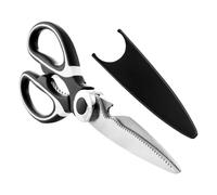 QEXUJOW Tijeras de cocina,par de tijeras de cocina de acero inoxidable negro, adecuadas para aves, huesos, pescado, hierbas y verduras, abrelatas y cascanueces.