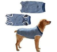 QEXUJOW Trajes recuperación quirúrgica caninos,Traje de recuperación postoperatorio para perros, talla única L, antilamido, protege la herida, rayas azules.