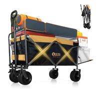 QEZER Carrito Plegable Cuenta con neumáticos Grandes, Frenos, Un Mango telescópico y Tela Impermeable, lo Que lo Hace Adecuado para Acampar, la Playa y Las Compras. (Amarillo 250 litros 270kg)