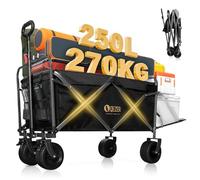 QEZER Carrito Plegable Cuenta con neumáticos Grandes, Frenos, Un Mango telescópico y Tela Impermeable, lo Que lo Hace Adecuado para Acampar, la Playa y Las Compras. (Negro 250 litros 270kg)