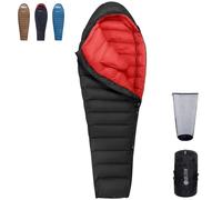 QEZER Saco de Dormir de Invierno -20 Grados, cálido Saco de Dormir de plumón para Clima frío Extremo, Camping, Senderismo y montañismo, con plumón de 660 FP Premium (Negro -20℃-UK, 225cm*84cm)