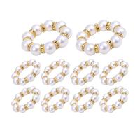 Qfdiwr Anillo para Servilleta con Perlas,Anillos para Servilleta De Mesa - 10 Unidades Hebilla De Tenedor con Cuentas para Decoración del Hogar Comedor Rústico Bodas Banca Cena