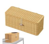 Qfdiwr - Caja de almacenamiento para cables, caja trenzada de ratán de imitación para organización de cables | Elegante cesta de almacenamiento para cables de TV, toma USB y bloque de enchufes