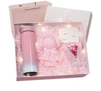 Qfdiwr - Caja para mamá, cesta decorativa con 4 elementos, diseño de oso con tarjetas florales, tazas isotermas, bolsa de regalo y toalla para cumpleaños, mujer, celebraciones y apreciación