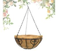 Qfdiwr Cesta de jardinera con forro de coco, soporte de jardinera con fibra de coco,Soporte de alambre de metal | Percha para macetas de porche, tarro de corazón con cadena, decoraciones de