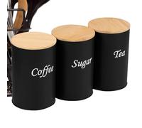 Qfdiwr Contenedor De Conservación Para Café - 3 Piezas Organizador De Alimentos Resistente A La Presión,Contenedores De Almacenamiento Café Azúcar Té - Para Dulces Avena Harina Crema Sal Encimera De