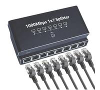 Qfdiwr - Distribuidor Ethernet Gigabit, conmutador de Red de 8 Puertos, Adaptador y Extensor de Alta Velocidad de 1000 Mbps portátil enchufar y Jugar para Streaming en Ordenador portátil y TV