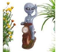 Qfdiwr Estatua de Alien Solar | Figura Divertida De Resina para Exteriores,Lámpara Solar Impermeable para Jardín Terraza Balcón Decoración Colección Ciencia Ficción