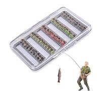 Qfdiwr Fly Fishing Bait, Fly Fishing Lure Kit | 50 x cebos Artificiales de con Caja de Almacenamiento | Gancho de Mosca portátil para bajo, Trucha, lucioperca, Equipo de Actividades de Ocio