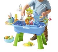 Qfdiwr Mesa De Agua para Niños 4 Años, 54x29x5 3cm Fregadero De 4 En 1 con Aguas Corriente Y Bomba, Mesa De Agua para Niños con Juego De Pesca Y Tobogán, para Niñas Pequeños De Preesco