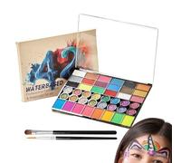 Qfdiwr Pintura Corporal | 42 Colores Pintura Base Agua Con Pinceles | Maletín Maquillaje Portátil Para Fiestas Carnaval Eventos Escolares Cumpleaños Halloween Navidad