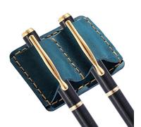 Qfdiwr Portabolígrafos de cuero para bloc de notas | Accesorios de bolígrafo antipérdida - Práctico organizador de bolígrafos de doble agujero - Para oficina, escuela, aula, conferencias, farmacia