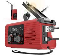Qfdiwr Radio Manivela Energía Solar, Radio Meteorológica con Manivela,2000 MAh Alarma SOS Emergencia Portátil, Am/FM/NOAA con Pilas, Linterna 3 Vías Carga SOS Alarma Banco Energía para Viajes Largos