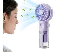 Qfdiwr Ventilador de Mano con Nebulizador, Ventilador Manual Recargable con Pulverizador de Agua, Enfriador con 4 Velocidades Recargable USB para Caminar Viajar Playa