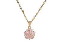 QFDKWMCSQ Collar colgante brillante de flor de cristal de lujo Collar de acero para mujeres Joyería de novia adorable Color Fast
